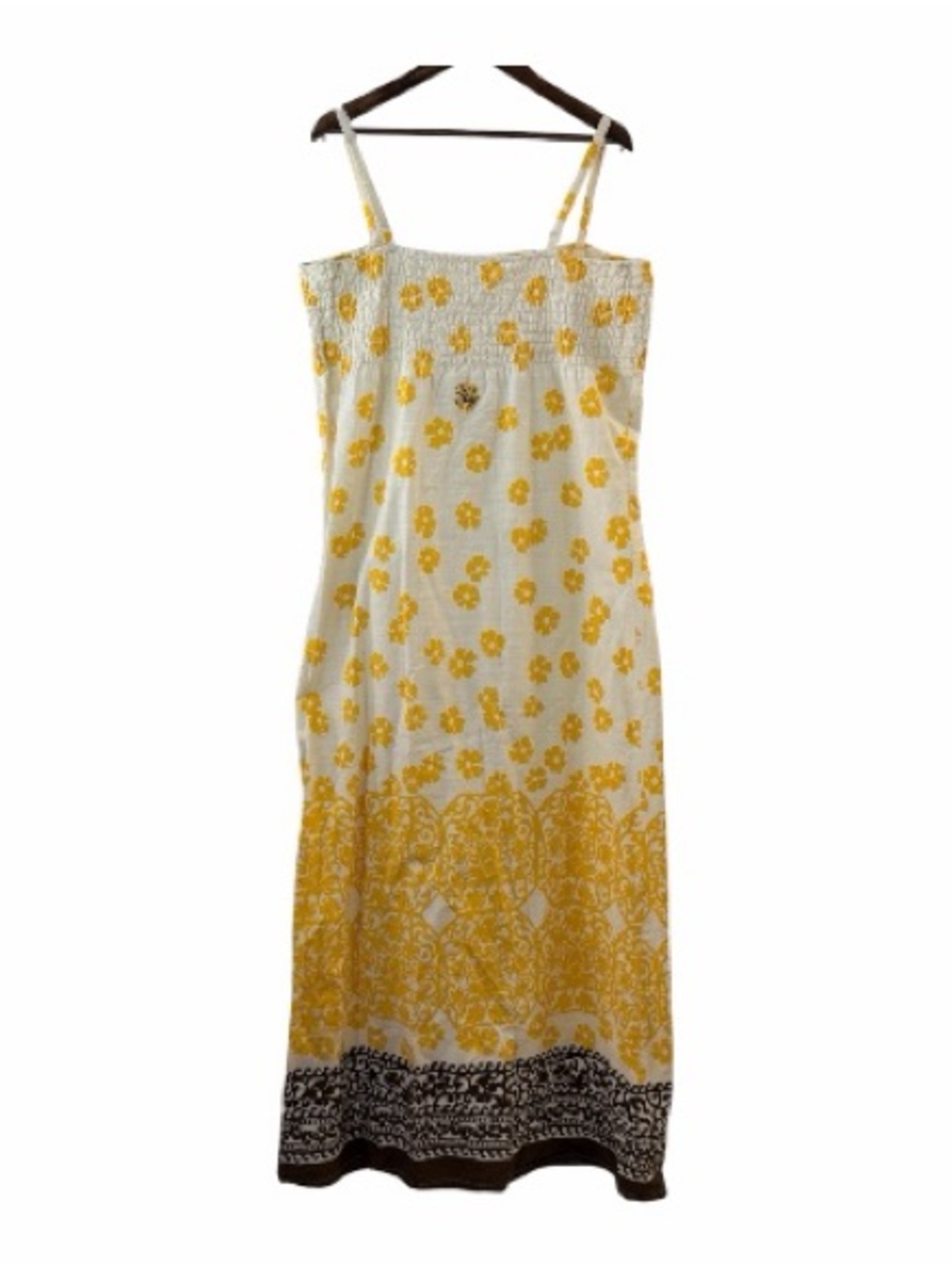 Roxy Yellow White Floral Smocked Maxi Dress Spaghetti Strap Boho S/P - Picture 3 of 6